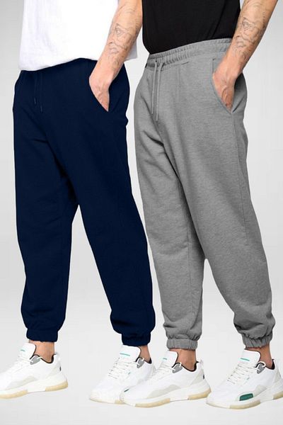 SURMARİ Men's Oversize Sports Sweatpants - Elastic Basic Leg, Seasonal