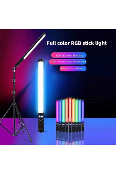 Asfal Kumandalı 210 cm Tripod RGB Selfie Çubuğu, Canlı Yayın, Makyaj, Tiktok ...