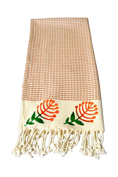 leillART منشفة وجه لليدين مصنوعة من القطن بنسبة 100% بتصميم زهور كريمية - بيسكير