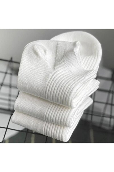 çorapmanya White Women's Booties Socks - 5 Pairs Derby Patterned