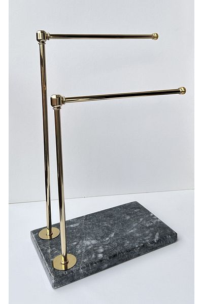 bemdesign Marble Decorative Towel Holder Bathroom Organizer Smoked Marble - Gold