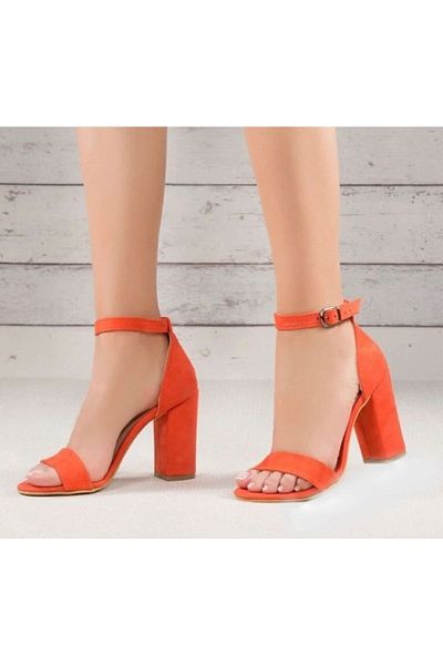 Demashoes Tocuri clasice de damă cu toc înalt portocaliu cu o singură curea