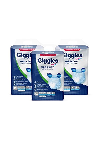 giggles Adı: Giggles Emici Külot Extra Large (XL) Hasta Bezi | 90 Adet (3 Paket)