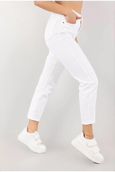 LAMİRAMOOD White Mom Jean High Waist Lycra Quality Jeans