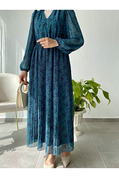 Betül'ün Butiği Çiçek Desenli Şifon Elbise