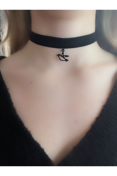 alhifa Retro Vintage Siyah Kadife Gerdanlık Choker Kolye