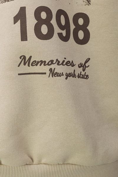 MODAGEN Unisex Beige Brooklyn 1898 bedrucktes Oversize-Sweatshirt mit Rundhalsausschnitt