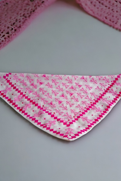 leillART Women's Pink Patterned Cotton Handmade Hair Bandana