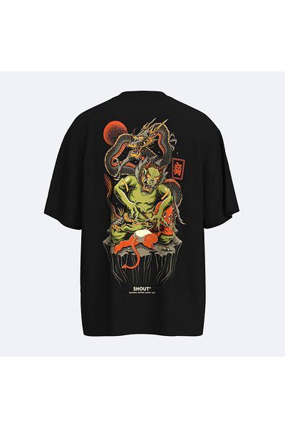 Shout Unisex Oversize 'Shout Demon' T-Shirt - Tattoo Design