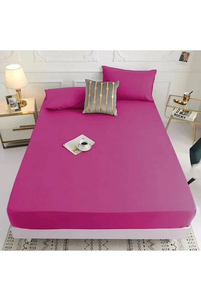 LilaMOON Fuchsia Colored Cotton Ranforce - Single/Double Fitted Bed Sheet Set