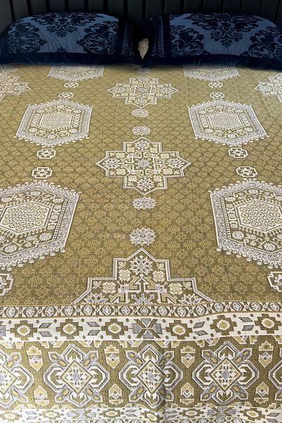Bahtiyar İpek Olive Wide Patterned Local Cotton Pique