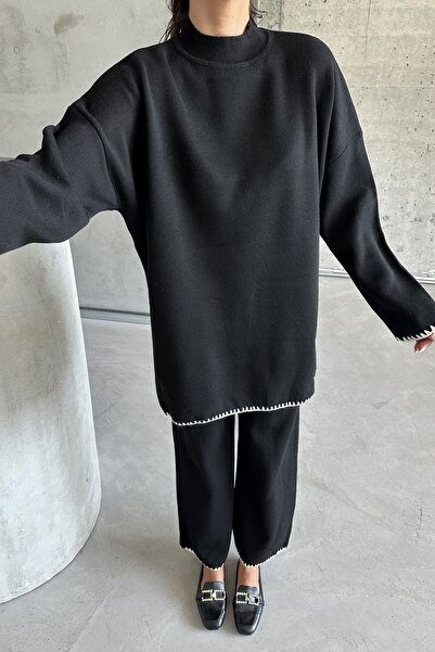 MODAGEN Σετ Πλεκτά Hijab Μαύρο ριγέ - Γυναικείο