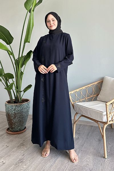 InStyle Πέτρινο Χρώμα Navy Blue - Ferace με Διαμαντένια Λεπτομέρεια