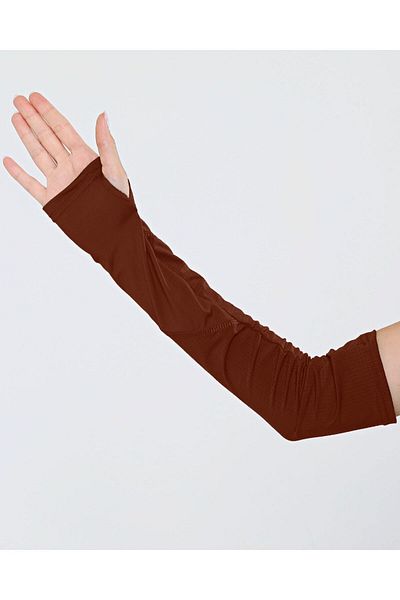Ecardin Pro Sports Sleeve - Premium Women's Athlete Porous Finger-Snap Prayer and Hijab Sleeve - Brown