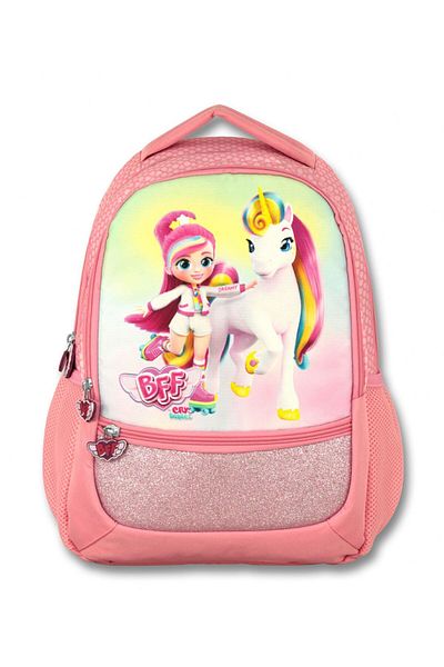 ÜMİT ÇANTA Ümit Bag - Cry Babies Rainbow Printed, Pink Girl's Primary School Backpack, Three Compartments