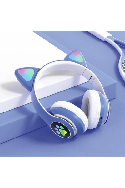 XİRA Kedi Kulağı Detaylı Kablosuz Rengarenk Işıklı Bluetooth RGB Çocuk Oyuncu...