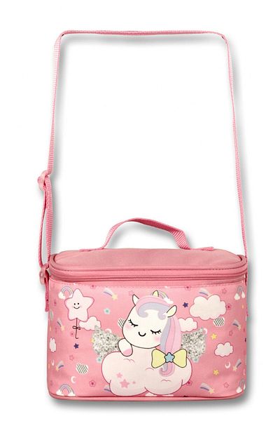 ÜMİT ÇANTA Unicorn Patterned Cennec Cute Pink Lunchbox and Pen Holder Set - Girl