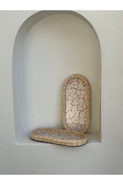 Maison Avf Red Patterned Organizer - Organizer with Base / Tray