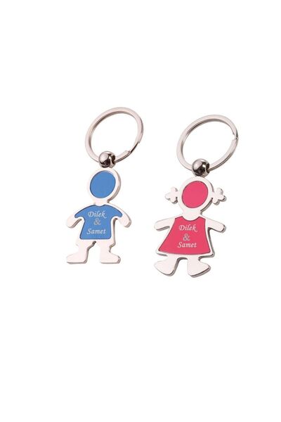2-Piece Custom Keychain with Female-Male Figure Christmas Gift