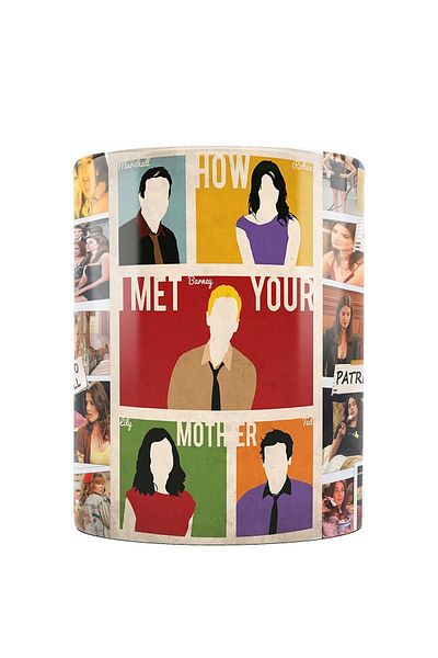 remonz كوب بورسلين مطبوع عليه ألبوم صور How I Met Your Mother Robin مع هدية على شكل قاعدة خشبية