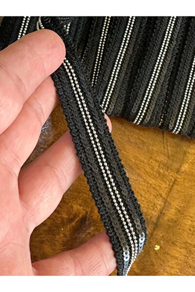 Gönülden Tasarım 6 bucăți de lanțuri cu paiete cu paiete negre Accesoriu pentru hobby - 2 cm, 1 metru