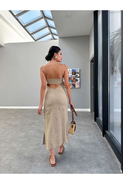 ESRAHELVACI Φόρεμα με λινό λουράκι - Λεπτομέρεια παραθύρου