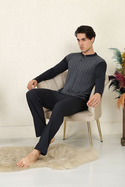 Rimoli 100% Cotton Single Jersey Jacquard Men's Pajama Set 1095