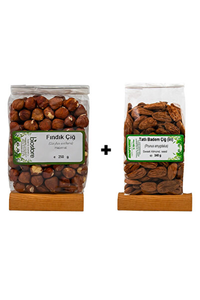 Biostore Çiğ İkili (Çiğ Fındık 250g - Yerli İri Çiğ Badem 340g)