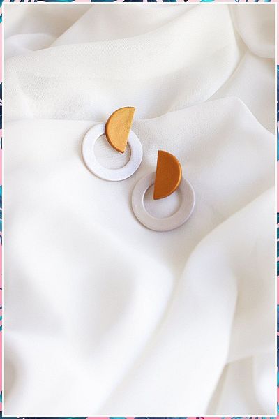 TREND Modern Polymer Earrings - Round Geometric Shaped Handmade
