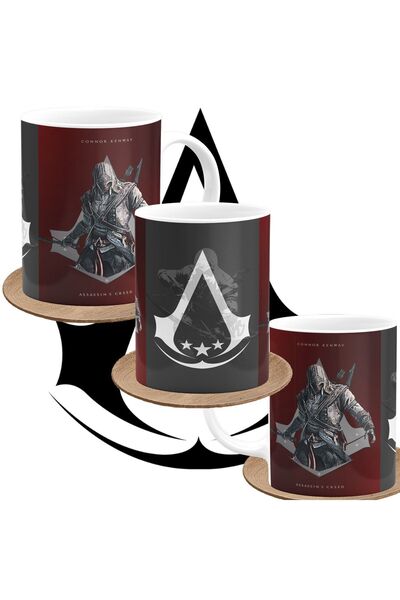 remonz كوب Assassin's Creed Connor Kenway مصنوع خصيصًا من البورسلين المطبوع للممثلين
