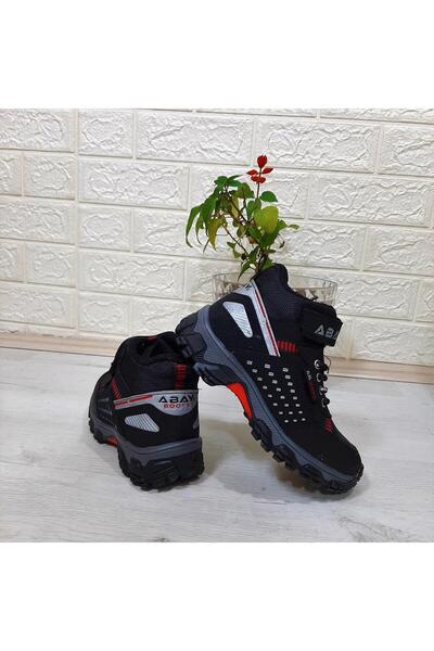 Abay 5353 Μοντέλο Μαύρο-Κόκκινο Μποτάκια για αγόρια - Αντιολισθητικά και με Velcro