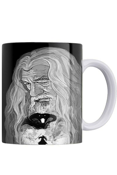 remonz كوب Lotr Charcoal Print Series Gandalf 100% بورسلين أبيض