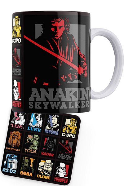remonz Star Wars Series Anakin Printed Porcelain Mug with Wooden Coaster Gift