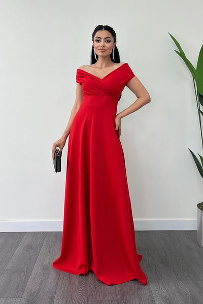 giyimmasalı Φόρεμα Kayak Neck Kiloş - Κόκκινο
