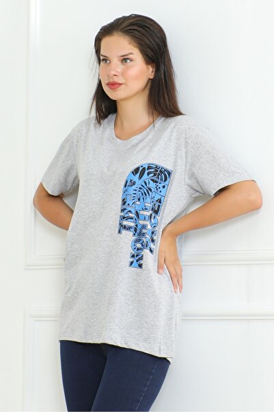 Bestenur Сірий футболка з принтом The Nort 1075