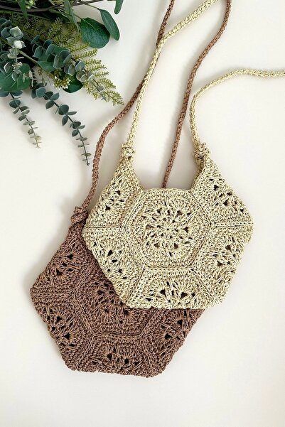 BECCASTYLE Hasır Çapraz Çanta, Çapraz Askılı Çanta, Yazlık Çanta, Örgü Çanta,...