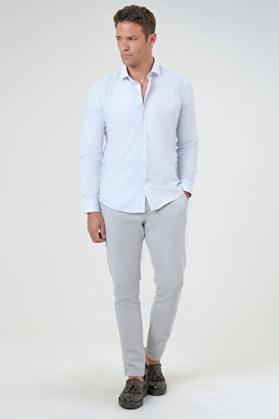 SÜVARİ Slim Kalıp Armürlü Uzun Kol Pamuklu Gömlek