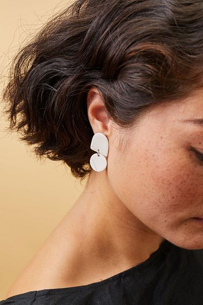 TREND Beige Sports Polymer Earrings - Simple and Casual