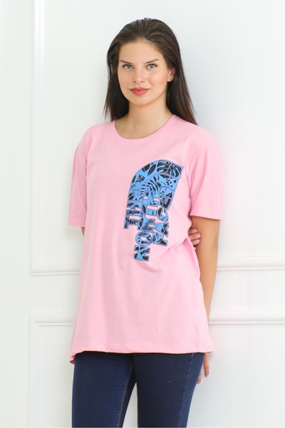 Bestenur The Nort Baskılı Tişört 1075 - Pudra