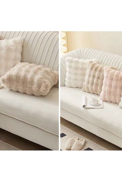 BALADI HOME 40X40 cm Plush Thick Pillow - Rabbit One Side Grop Wrap (3 Pcs)