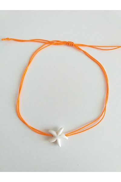 wundaf tasarım Orange Stringed Starfish Anklet