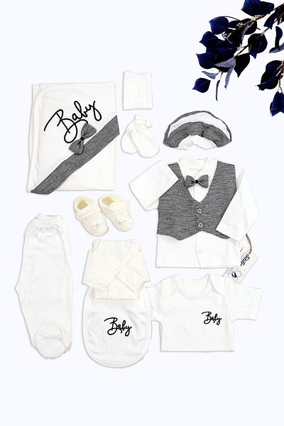 Sitilin Baby Boy Gray 10-Piece Newborn Hospital Exit - STL6667