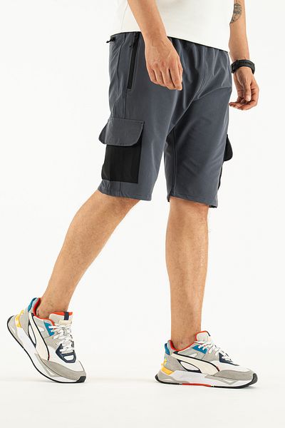 Souris Gray Lycra Fabric Men's Outdoor Capri Shorts with 5 Pockets