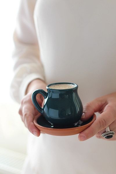 Toprak Ürünler Tulip Cup and Coffee Pot Set for Two