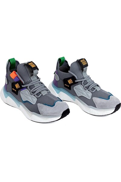 Guja 24Y566 Сірий ортопедичний трикотажний снікер на платформі - товста підошва та висока підошва