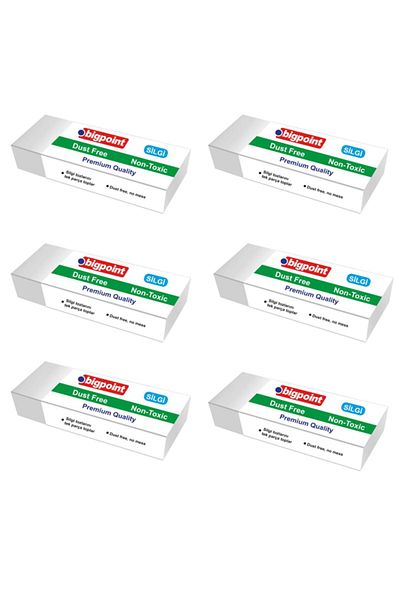 Bigpoint 6-Piece White Eraser Plain Accessory - Low Color and Plain Cut
