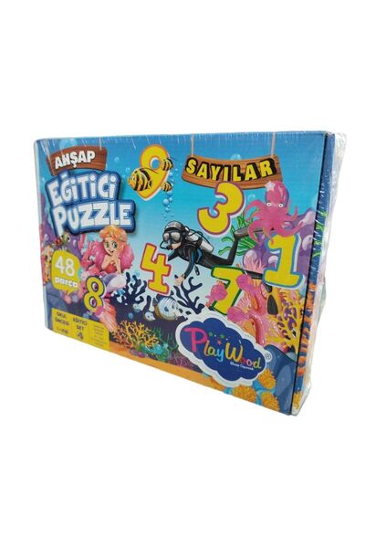 ONYIL OYUNCAK Play Wood Sayılar 48 Parça Eğitici Ahşap Puzzle Eşleştirme Onyıl