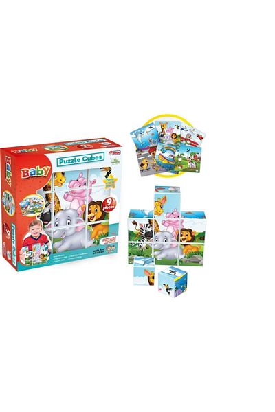 Dede Oyuncak Dede +12 Months Illustrated Cubes 9 Pieces