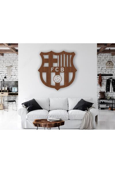 Barcelona Duvar Dekoru, Barcelona Logo Ahşap Tablo, 69x69cm
