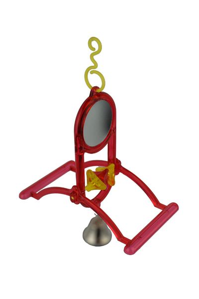 PureCanpati Peaked Mirrored & Bell Swing for Lovebirds (Red Color)